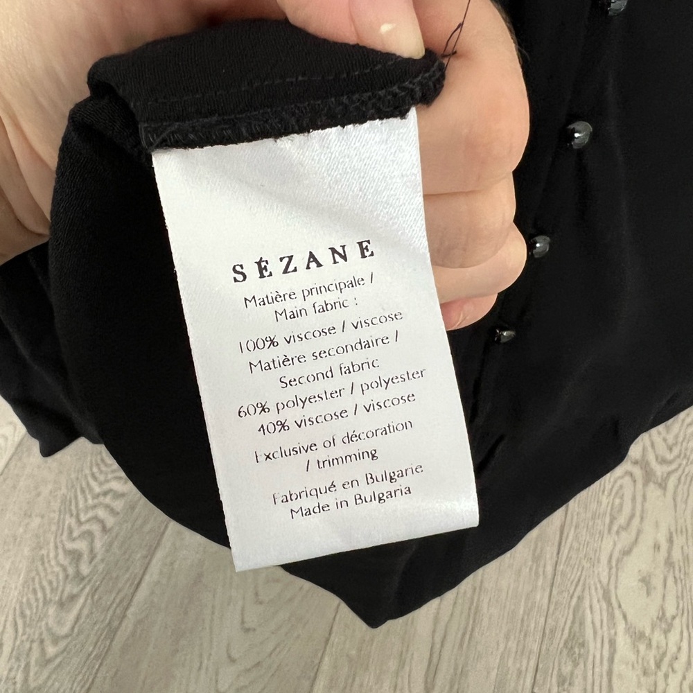 Sezane Black Blouse Sheer Lace Polka Dot size 36 - Picture 7 of 8